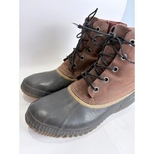 Sorel Duck Boots Mens 12 Brown Leather Rubber Lace-Up Winter Outdoor